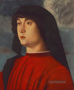Porträt eines jungen Mannes in rot Renaissance Giovanni Bellini Ölgemälde